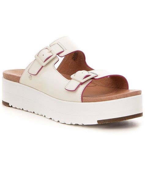 UGG Leather ® Hanneli Slide Sandals in White - Lyst