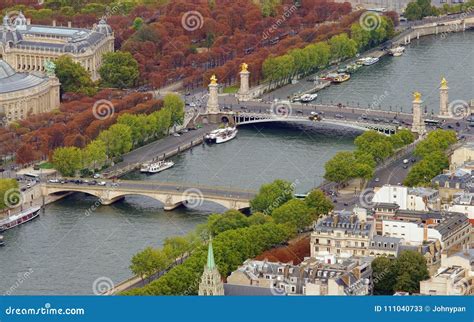 Aerial View of Pont Alexandre III Bridge in Paris Stock Image - Image ...