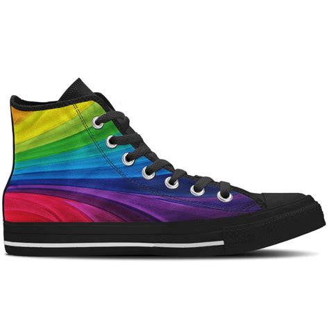 Rainbow Colors Men's High Top Sneakers / Custom Canvas - Etsy