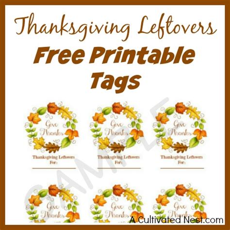 Thanksgiving Leftovers Free Printable Tags