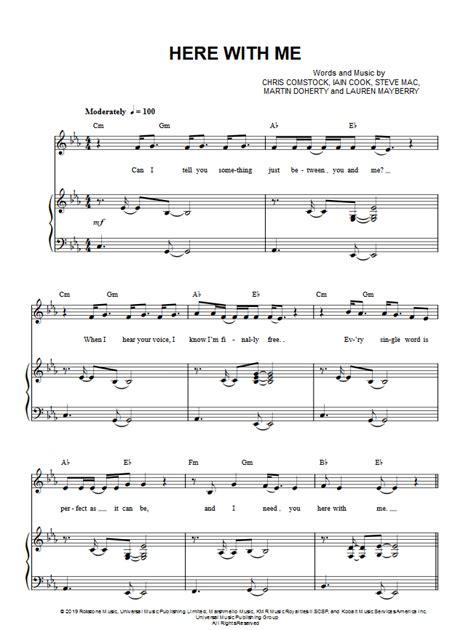 Marhsmello ft. Chvrches Here With Me Piano Sheet Music - Digital Print | Sheet music, Piano ...