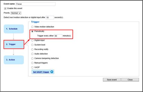 [All cameras][Auto-focus compatible] How to create and event that will made the camera perform ...