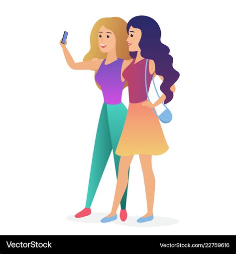 Two beautiful pretty cartoon girls characters Vector Image