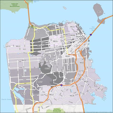 San Francisco Zip Code Map - GIS Geography