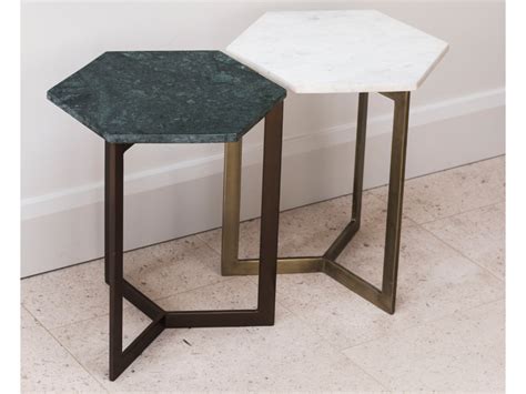 Green Marble Side Table with Antique Brass Metal Legs | Marble side tables, White marble side ...