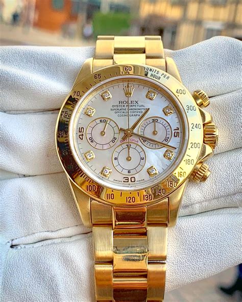 Rolex Daytona 18ct Yellow Gold Zenith Mother of Pearl Diamond Dial 1999 ...