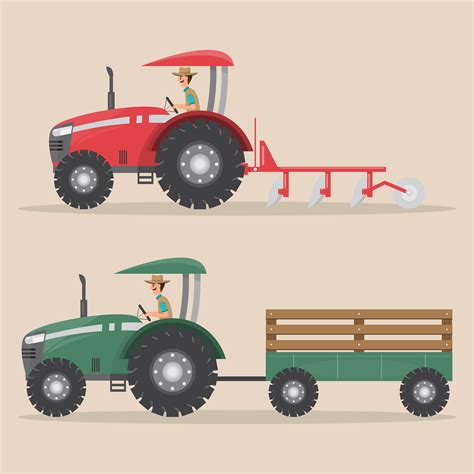 set of tractor machine in rural farm 426005 Vector Art at Vecteezy