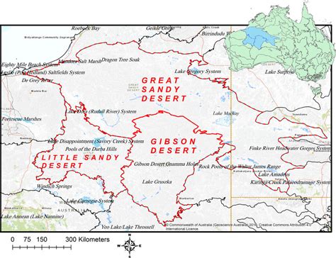 Map of the three desert bioregions (Great Sandy Desert, Little Sandy ...