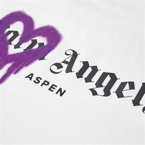 Palm Angels Aspen Spray Logo T-Shirt White & Purple | END. (UK)