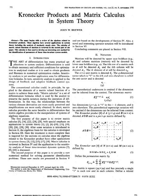 Kronecker Product | PDF | Matrix (Mathematics) | Eigenvalues And Eigenvectors