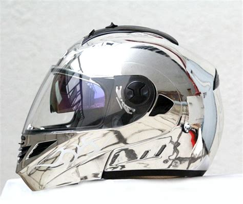 Silver Chrome DOT /ECE Full Face Flip-Up Motorcycle Helmet | Helmet, Motorcycle helmets, Chrome