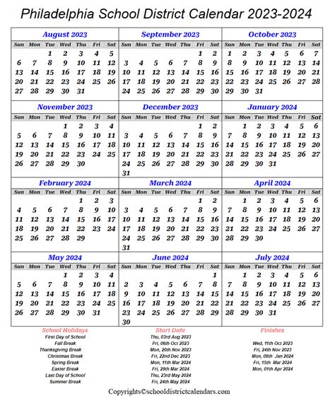 Philadelphia School District Calendar 2023-2024 School District Calendars