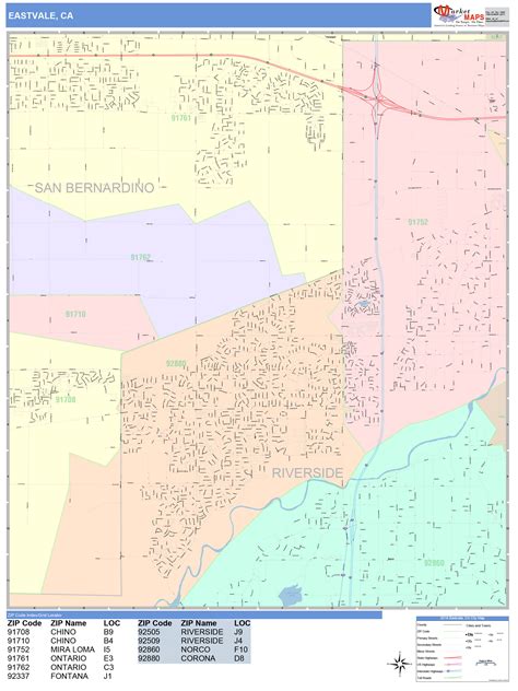 Eastvale California Wall Map (Color Cast Style) by MarketMAPS - MapSales.com