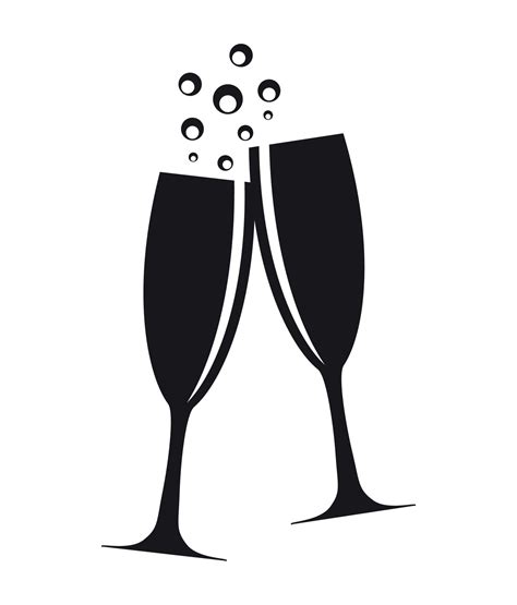 Two Glasses of Champagne Silhouette Vector Illustration 4545940 Vector ...