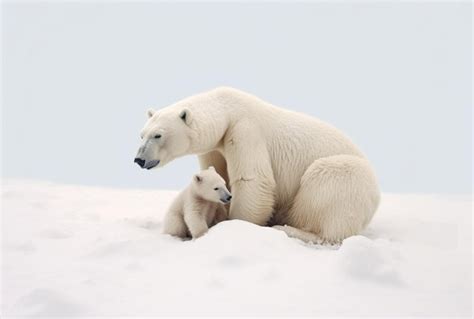 Premium AI Image | there is a polar bear and her cub sitting in the ...