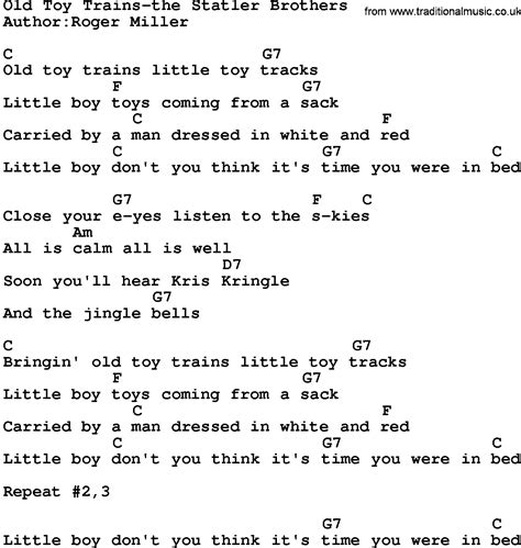 Country Music:Old Toy Trains-The Statler Brothers Lyrics and Chords