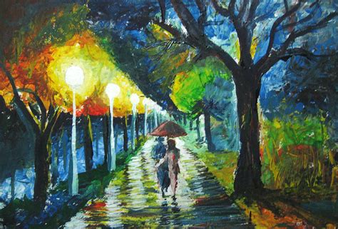 Walking In The Rain Painting Artist at PaintingValley.com | Explore ...