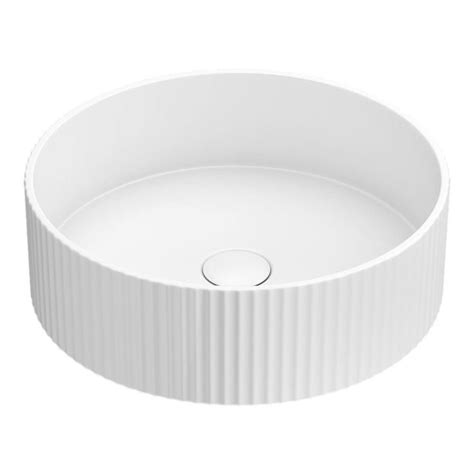 Arezzo Fluted Matt White Round Counter Top Basin - 360mm Diameter ...