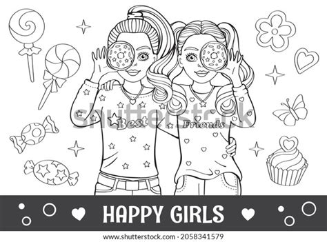 3,715 Best Friends Girls Drawing Images, Stock Photos & Vectors | Shutterstock