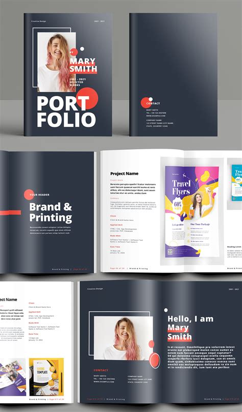 Modern Gray Portfolio Layout | Inspiration | การออกแบบโบรชัวร์, การ ...