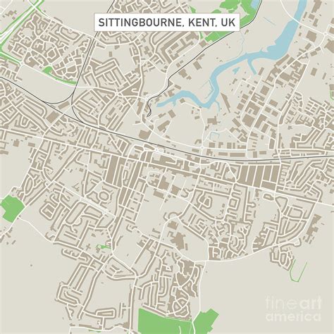 Sittingbourne Kent UK City Street Map Digital Art by Frank Ramspott ...