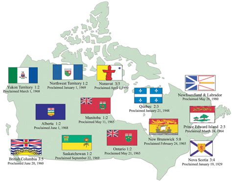 Provinces Canada Flag Map - Canada all provinces territories flag on ...