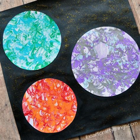 Preschool Space Craft: Marbled Planets Art - I Heart Crafty Things