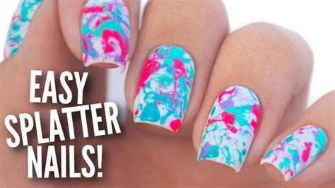 Easy Paint Splatter Nail Art Tutorial - YouTube