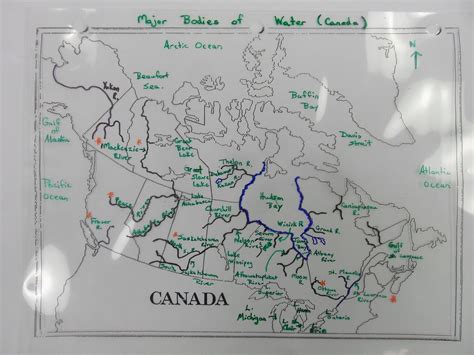 7F: Canadian Rivers and Major Bodies of Water Map