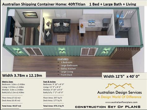 40'x8' Shipping Container Home Plan Architectural - Etsy | Building a container home, Shipping ...