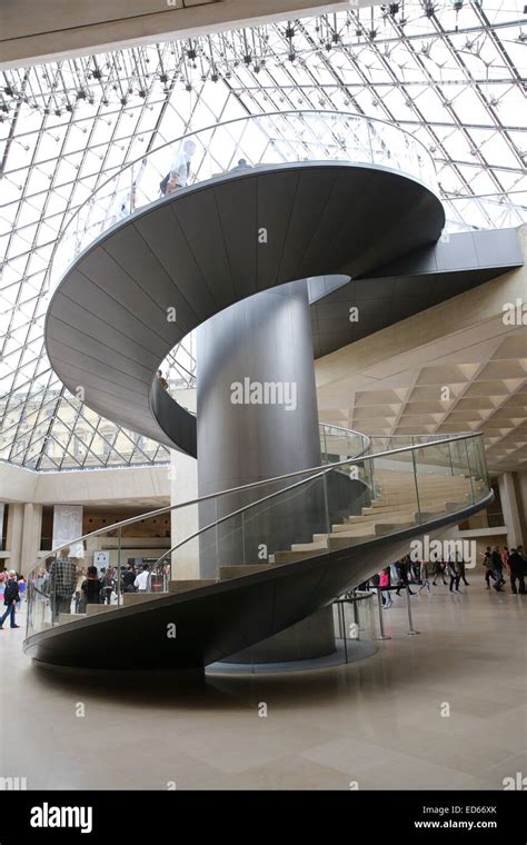 circular stairs inside Louvre Museum entrance Stock Photo - Alamy