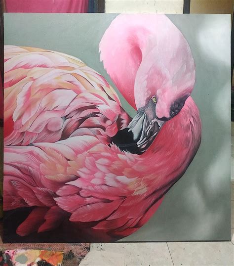 Acrylic Painting Original Acrylic Painting Flamingo Art & Collectibles ...