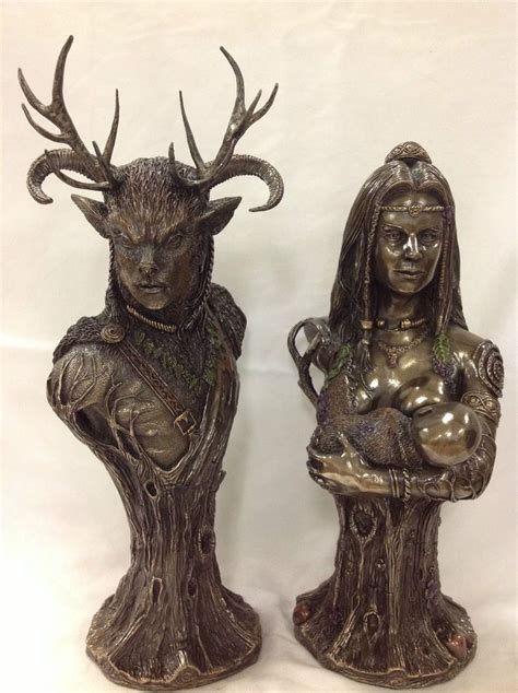 Celtic God - Cernunnos & Mother Earth Danu figurine Statue Sculpture (SET) | Celtic gods ...