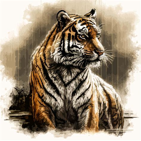 Premium Vector | Watercolor Tiger Painting Design