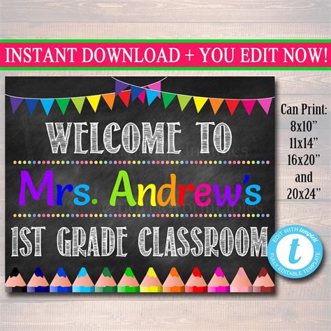 Teacher Classroom Door Sign - Editable DIY Template — TidyLady Printables