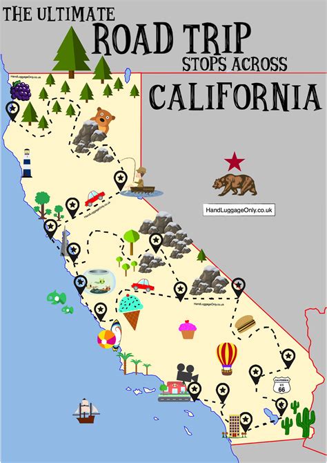 The Ultimate Road Trip Map Of Places To Visit In California - Hand Luggage Only - Travel, Food ...