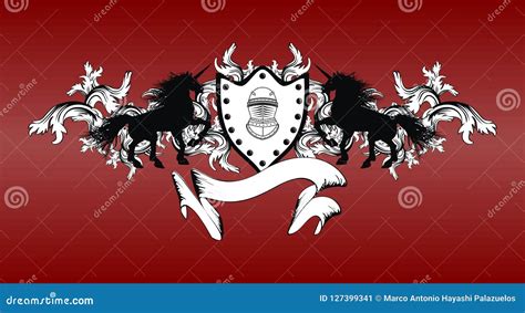 Heraldic Black Unicorn Crest Coat Of Arms Insignia Background5 Stock ...