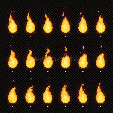 Sprite Sheet Of Fire, Torch. Animation For Game Or Cartoon. Stock ...