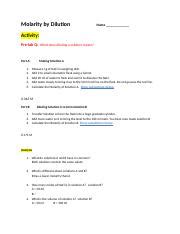 Molarity by Dilution: Calculations and Analysis for Solutions A | Course Hero