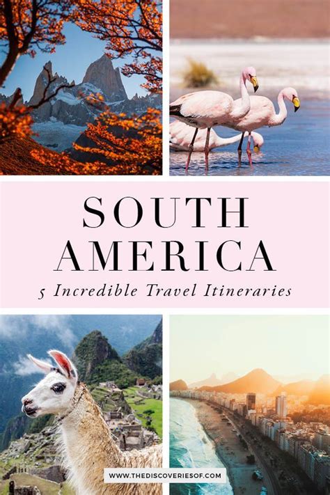 the south america travel guide with pictures of animals and mountains in the background ...