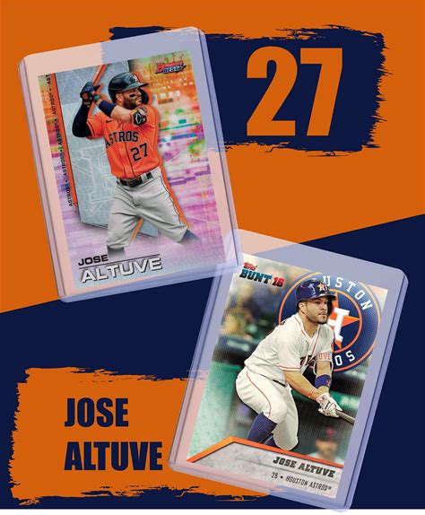 Fast Shipping Jose Altuve Baseball Cards Assorted Bundle 5 Houston Astros Trading Cards ...