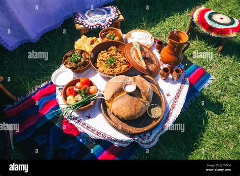 Traditional dishes of Gagauz cuisine at the Hederlez festival in in ...