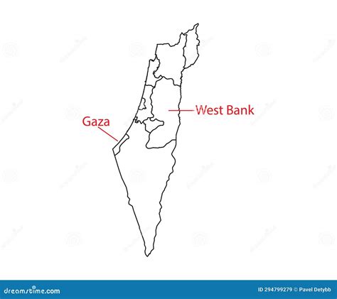 Israel, Gaza, West Bank Map, Vector Illustration. Stock Vector ...