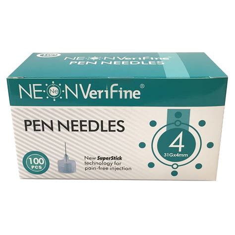 NEON VERIFINE Insulin Pen Needles 4mm/31gauge - 100 - Ashtons Hospital ...