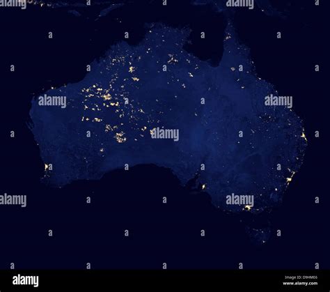 Satellite view showing the night lights of Australia Stock Photo - Alamy