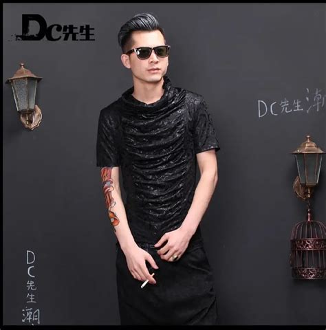 HOT ! Summer Korean Men New Slim t shirt tide personality nightclub ...