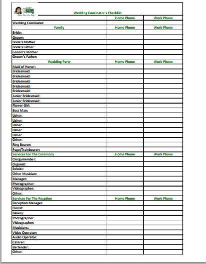 Wedding coordinator checklist, Wedding checklist printable, Wedding planning checklist printable