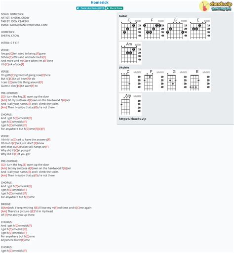 Chord: Homesick - tab, song lyric, sheet, guitar, ukulele | chords.vip