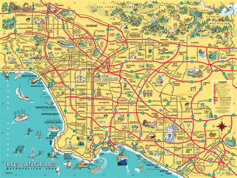 illustrated maps of Los Angeles and Orange County