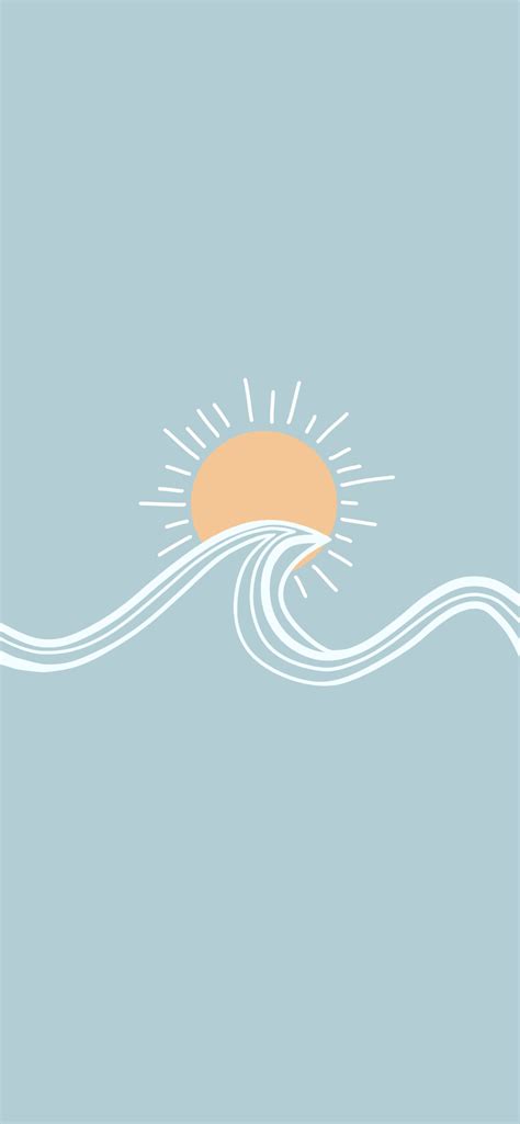 Sun and Wave Blue Wallpapers - Summer Aesthetic Wallpapers for iPhone